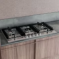 Modern Kitchen With Wooden Cabinets Integrated Appliances And Open Shelves