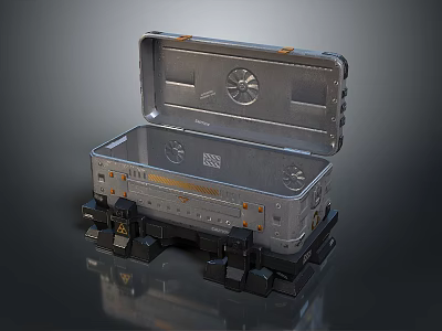 Metallic Silver Display Shelf With Open Design Black Base And Vents 3d model Metallic Silver Display Shelf With Open Design Black Base And Vents 3d model