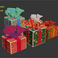 Colorful Decorative Gift Boxes with Festive Bows for Household Gifting Needs 3d model