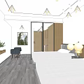 Modern Minimalist Hotel Guest Room with Twin Beds White Bedding Wooden Flooring and TV