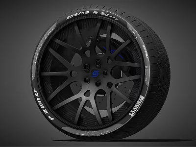 High Performance Racing Tire With Black Alloy Wheel And Stylish Tread Pattern Design 3d model
