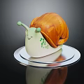 Cute 3D Model Snail With Orange Shell Green Spots And Transparent Base 3d model