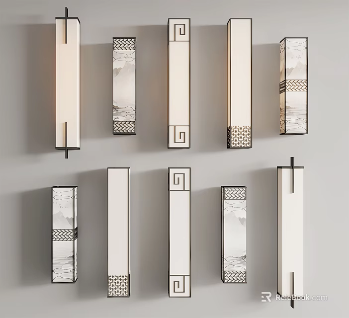 Modern Wall Sconce Collection With Diverse Geometric Patterns And Metal Frames 3d model