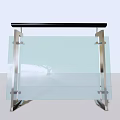 Modern Transparent Glass Fence With Metal Support Frames And Sleek Structure 3d model