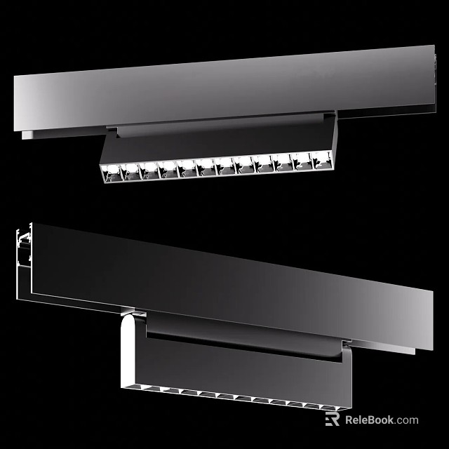 Modern LED Grille Light With Sleek Metal Housing And Multiple Lamps For Commercial Lighting 3d model 