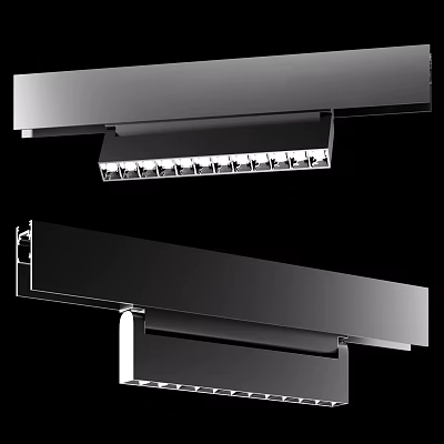 Modern LED Grille Light With Sleek Metal Housing And Multiple Lamps For Commercial Lighting 3d model