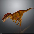 Realistic 3D Dinosaur Model With Open Mouth Orange Yellow Body And Red Head Standing