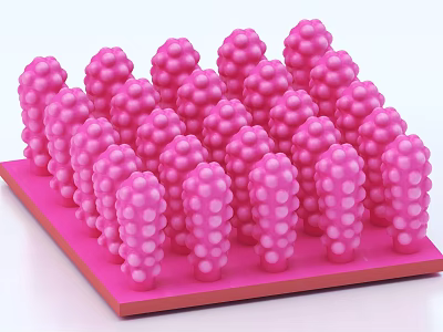 Pink Columnar Medical Device Structures Arranged on Support Platform for Biomedical Use 3d model