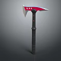 Red And Silver Axe With White Dots On Head And Black Textured Handle 3d model