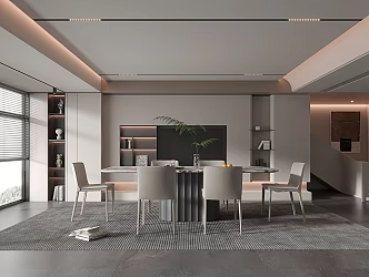 Modern Restaurant Dining Table and Chair Combination 3d model