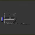 Desktop 3D Printer With Transparent Frame Blue Component Power Adapter And Cables 3d model