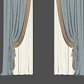 Light Blue Double Layer Curtains With White Inner Layer And Beige Decorative Tassels 3d model