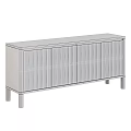 Light Wood Minimalist Modern Storage Cabinets With Vertical Slats Design