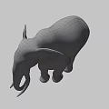 Realistic Gray Elephant With Long White Tusks Standing On Blue Background 3d model