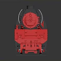 Detailed Black and Red Steam Locomotive Model With Red Wheels and White Front