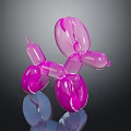 Pink Balloon Dog Sculpture With Shiny Surface And Reflection On Dark Background
