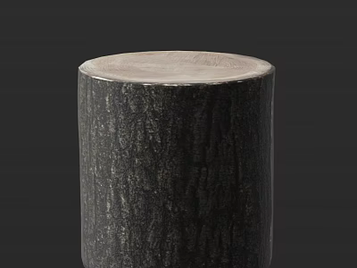 Stone Wood Cylindrical Decorative Stool With Natural Texture And Rustic Style 3d model