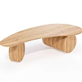 Modern Wooden Office Desk With Curved Tabletop And Round Legs Design