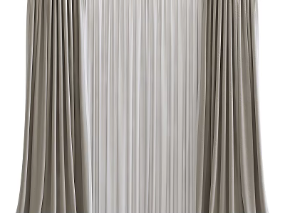 Gray Modern Curtains With Flowy Pleated Design For Elegant Home Interior Decor 3d model