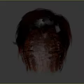 Game and Movie Character 3D Hair Model with Dark Brown Red Gradient Layered Hairstyle