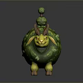 Game and Movie Character Green Leaf Covered Horned Creature With Tree Like Structure On Back