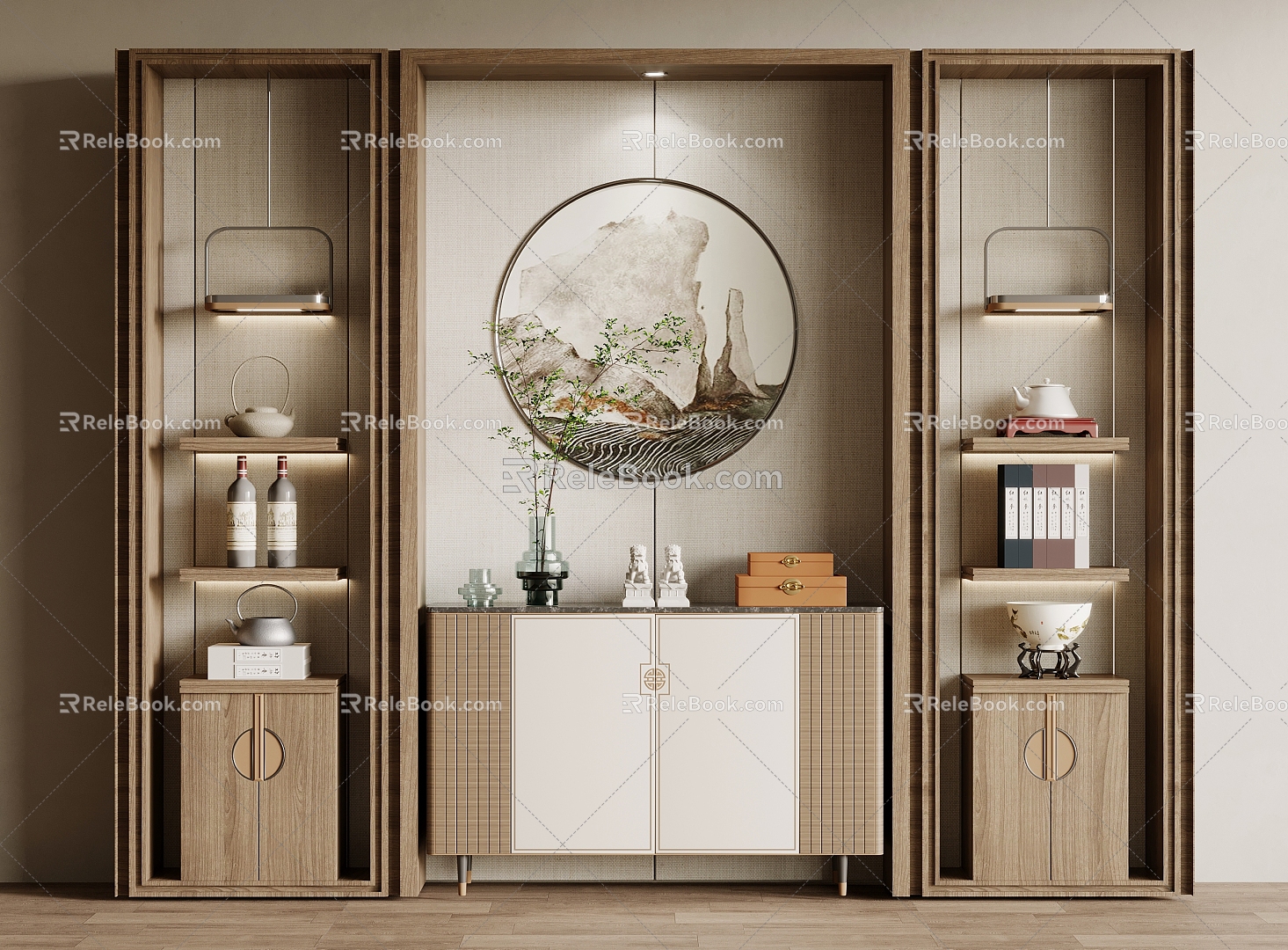 11 New Chinese-style Multi-functional Wine Cabinet Side Cabinet 2016 3d model