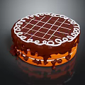 Delicious Round Cake With Chocolate Grid White Cream Border And Orange Layer