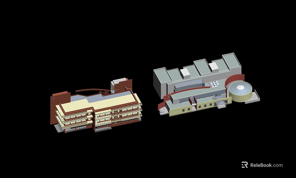 Modern Office Building Architectural Exterior Design Featuring Multi Floor Structure And Detailed Facade 3d model 