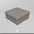Modern Light Gray Fabric Ottoman With Metal Legs And Square Simple Design