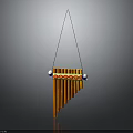 Hanging Wooden Xylophone With Orange Bars Decorative Balls And Colorful Patterns