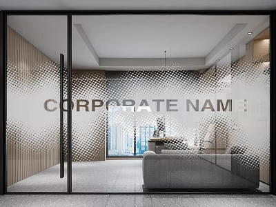 Modern Swing Door Design Featuring Glass Panel For Corporate Office Interior Space With Frosted Detail 3d model