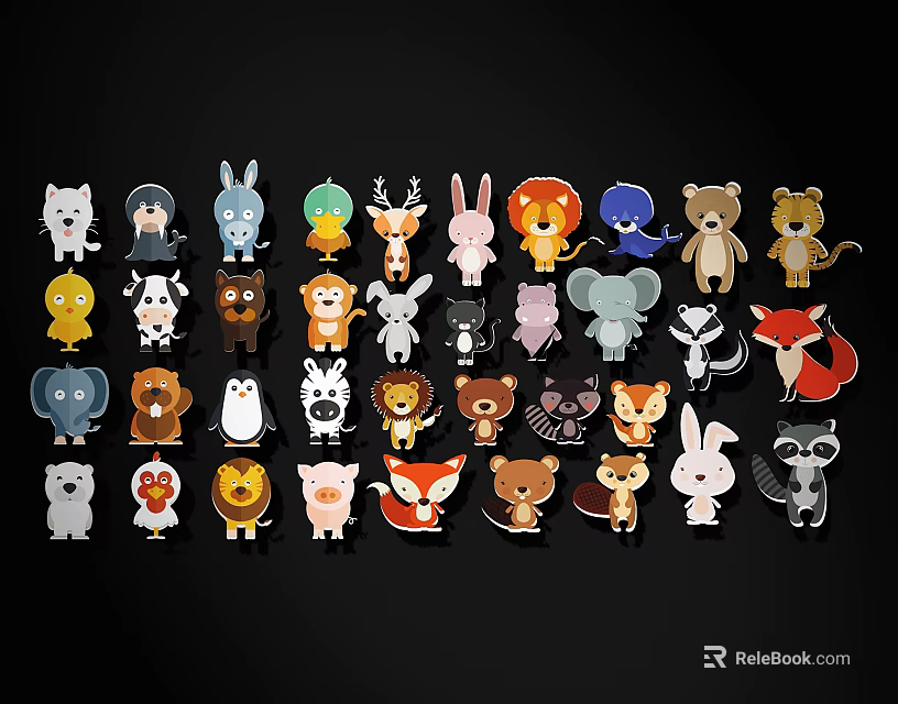 Cartoon Animal Wall Decor With Various Cute Animal Shapes For Home Decoration 3d model 