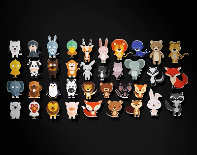 Cartoon Animal Wall Decor With Various Cute Animal Shapes For Home Decoration 3d model