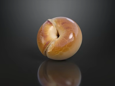 Golden Brown Bagel With Shiny Surface On Dark Background And Clear Reflection 3d model