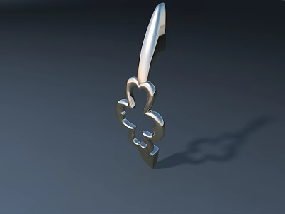 Silver Metal Clover Shaped Hardware Tool With Smooth Surface And Modern Design 3d model