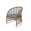 Modern Rattan Single Chair With Light Gray Cushion And Metal Legs
