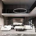 Modern Duplex Living Room With Minimalist Design And Art Sculpture
