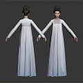 Female Characters In White Long Dresses With Back And Front Standing Poses