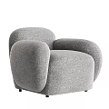 Contemporary Grey Upholstered Sofa And Coffee Table Set With Rounded Armrest Design