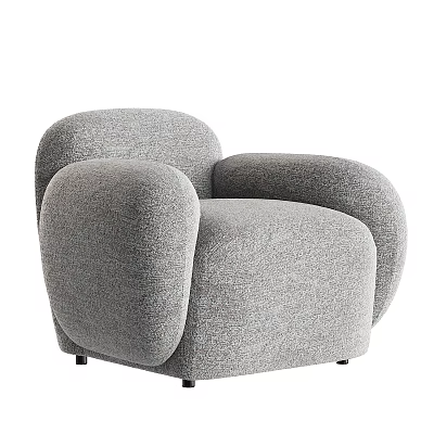Contemporary Grey Upholstered Sofa And Coffee Table Set With Rounded Armrest Design 3d model