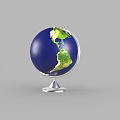 Decorative Globe Ornament Featuring Blue Ocean Green Land and Silver Base for Home Decor