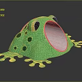 Frog Shaped Green Play Equipment With Yellow Eyes Black Spots And Silver Mouth For Children