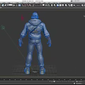 Game Movie Character Wearing Blue And White Jacket With Yellow Tool Bag And Glasses
