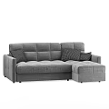 Modern Gray Sectional Sofa With Plush Cushions And Patterned Pillows 3d model