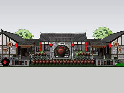 New Chinese Wine Shop 3d model