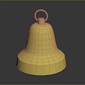 Golden Metallic Bell With Decorative Pattern And Shiny Surface On Dark Background