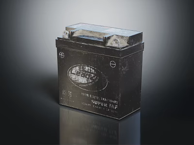 Black Rectangular Vehicle Battery With Plastic Case And Top Cover Isolated On Dark Background 3d model