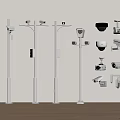 Projection Surveillance With Multiple Pole Mounted And Wall Mounted Various Types Devices Arranged 3d model