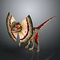 Winged Dinosaur With Large Colorful Patterned Wings And Red Spotted Body In Standing Pose