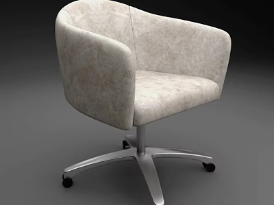 Modern Beige Fabric Office Chair With Curved Armrests And Silver Metal Base 3d model